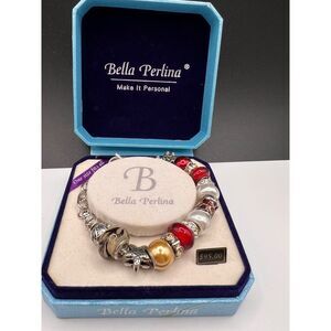 Bella Perlina Bracelet SIlver with Red‎ Beads & Metal Starfish/Flip Flops NWT!